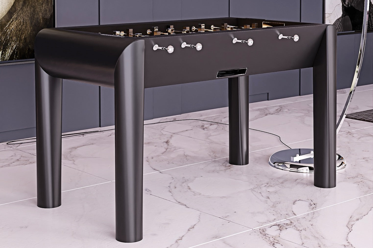 Black Label Billiards Modern Luxury Metallic Painted Black Foosball