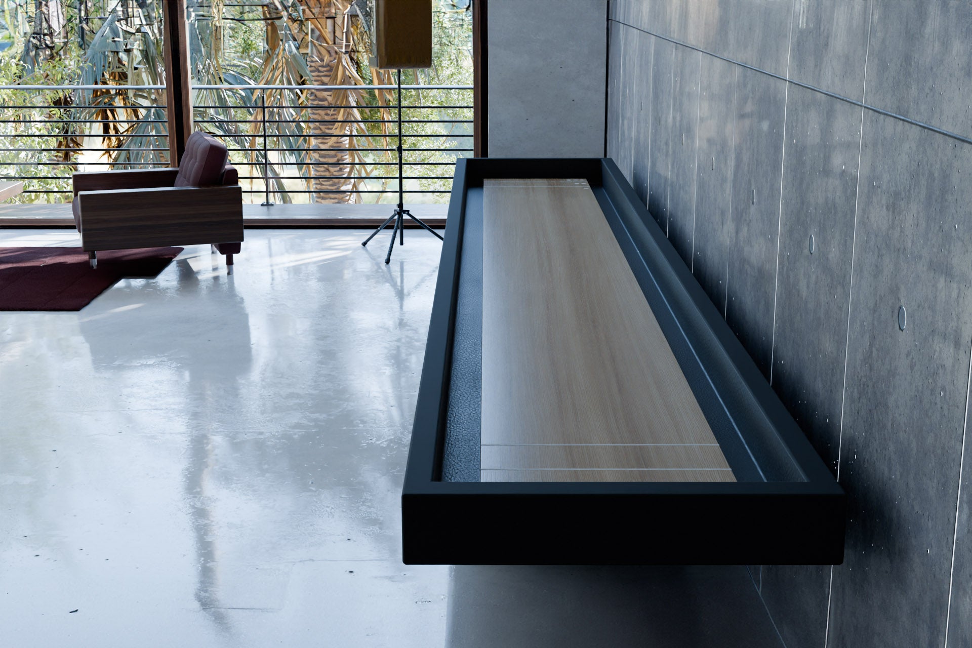 Modern Metal Shuffleboard Painted in Black Top View