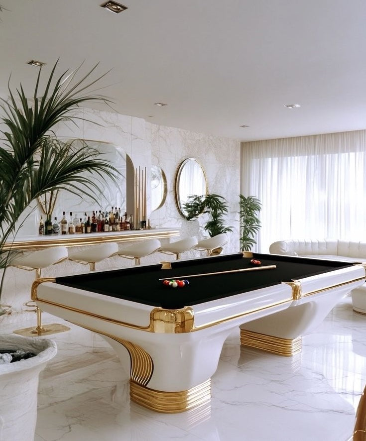 Gold Accents & Brass Details in High-End Pool Table Design