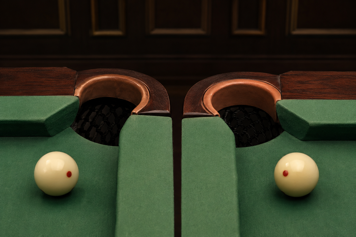 Comparison of two pool table corner pocket geometries
