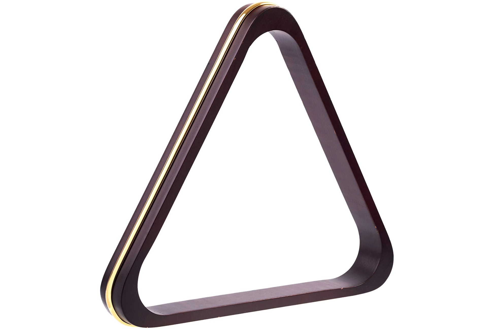Premium Dark Wood Billiard Triangle Rack with Golden Inlay